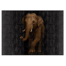 Svart 4 Luxe Glas skärbräda Indisk Elefant