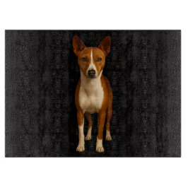 Svart 4 Luxe Glas skärbräda Klassig Basenji