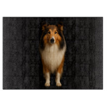 Svart 4 Luxe Glas skärbräda Loyal Collie Hund