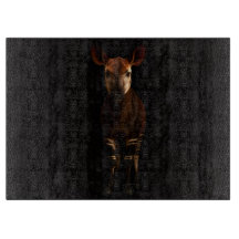 Svart 4 Luxe Glas skärbräda Skog Okapi