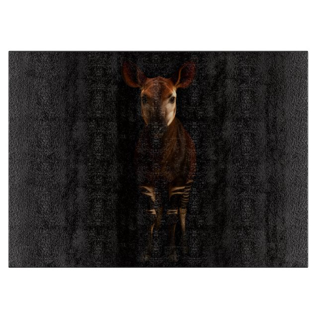 Svart 4 Luxe Glas skärbräda Skog Okapi (Framsidan)