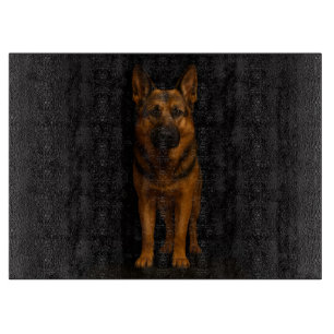 Svart 4 Luxe Glas skärbräda Tysk Schäferhund