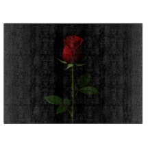 Svart 4 Luxe Glas skärbräda Velvet Red Rose