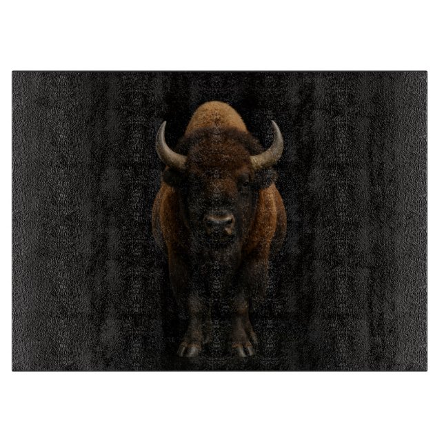 Svart 4 Luxe Glasbräda Amerikansk Bison (Framsidan)