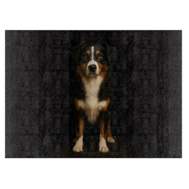 Svart 4 Luxe Glasbräda Aussie Shepherd (Framsidan)