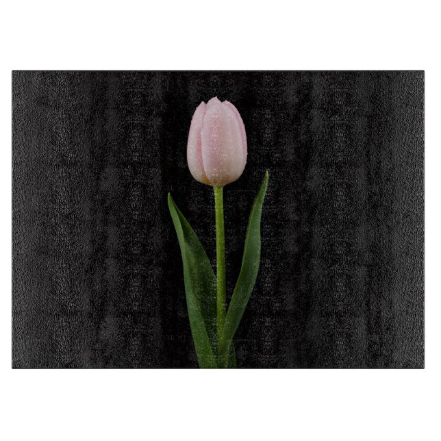 Svart 4 Luxe Glasbräda Blush Rosa Tulpan (Framsidan)