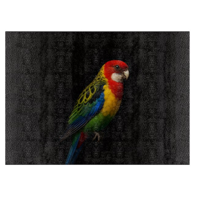 Svart 4 Luxe Glasbräda Eastern Rosella Papegoja (Framsidan)