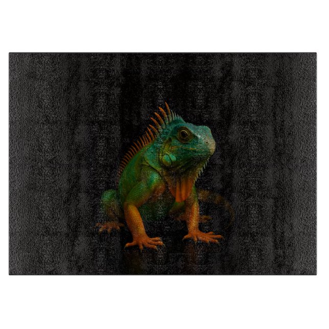 Svart 4 Luxe Glasbräda Grön Iguana (Framsidan)