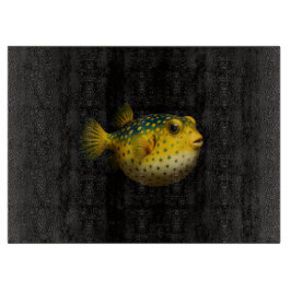 Svart 4 Luxe Glasbräda Gul Pufferfisk