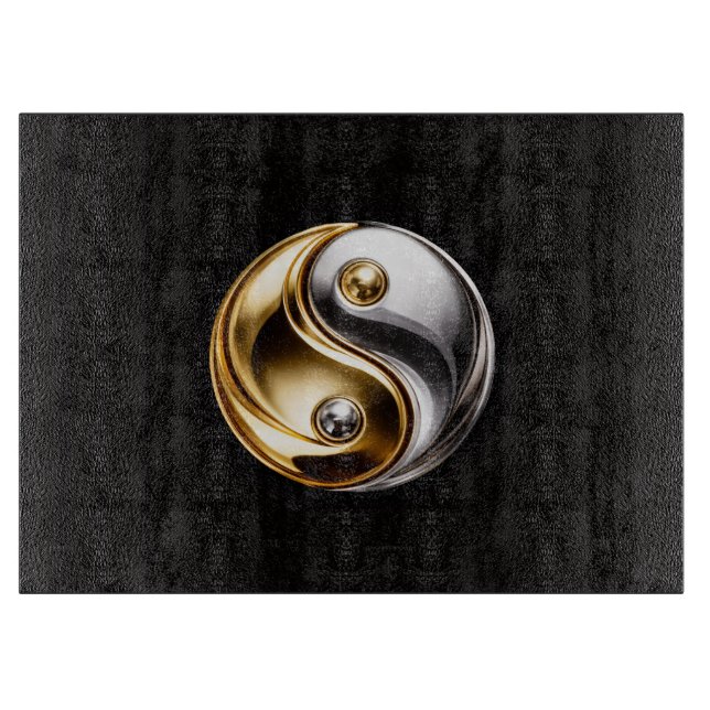 Svart 4 Luxe Glasbräda Harmony Yin Yang (Framsidan)