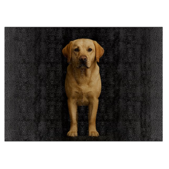 Svart 4 Luxe Glasbräda Minimalistisk Labrador (Framsidan)