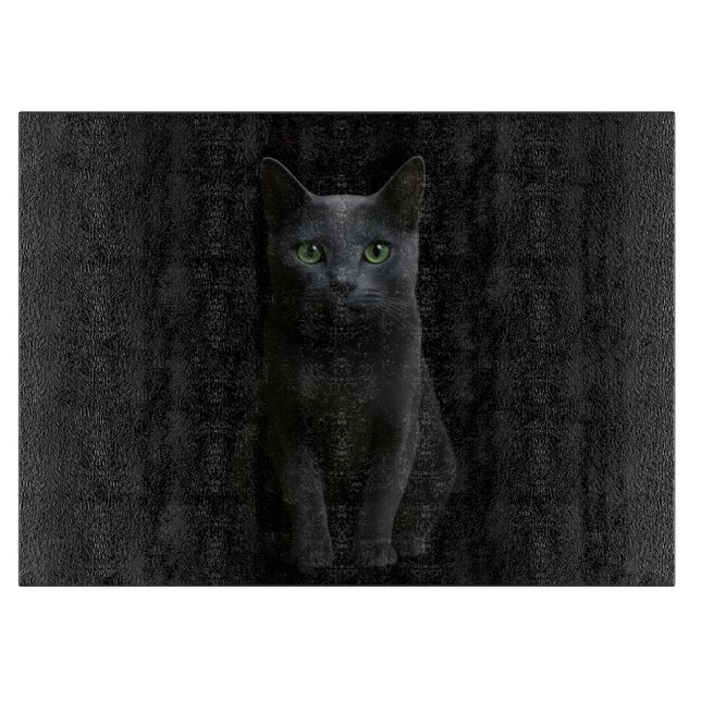Svart 4 Luxe Glasbräda Rysk Blå Katt (Framsidan)