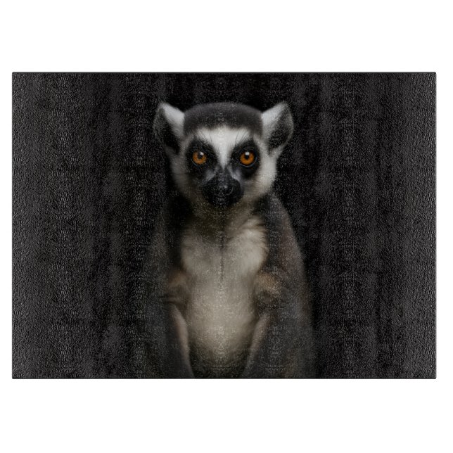 Svart 4 Luxe Glasbräda Sköna Lemur (Framsidan)
