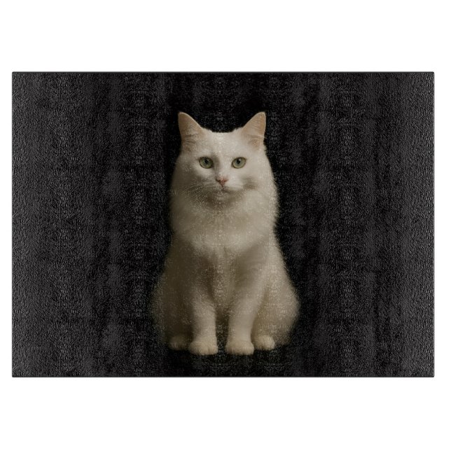 Svart 4 Luxe Glasbräda Turkisk Angora Katt (Framsidan)