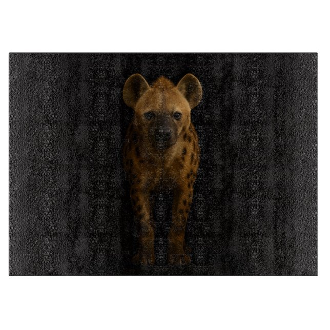Svart 4 Luxe Glasbräda Vild Fläckig Hyena (Framsidan)