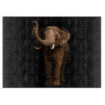 Svart 4 Luxe glasskärbräda Mäktig Elefant