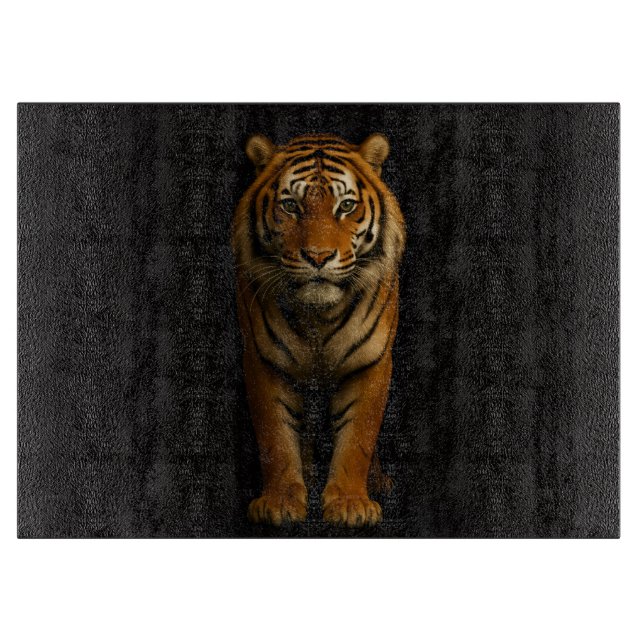 Svart 4 Luxe Glasskärbräda Noble Tiger (Framsidan)