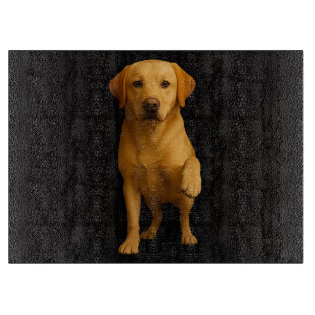 Svart 4 Luxe Glasskärbräda Öm Labrador (Framsidan)