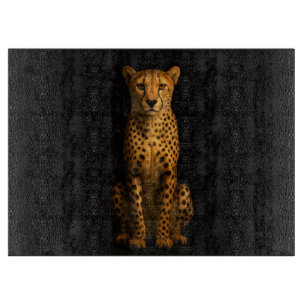 Svart 4 Luxe glasskärbräda Sleek Cheetah