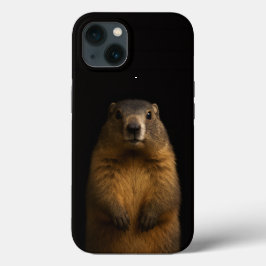 Svart 4 Luxe iPhone 13, Fluffig Murmeldjur
