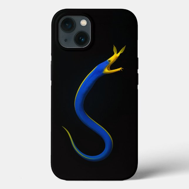 Svart 4 Luxe iPhone 13-fodral, blå bandål (Baksida)