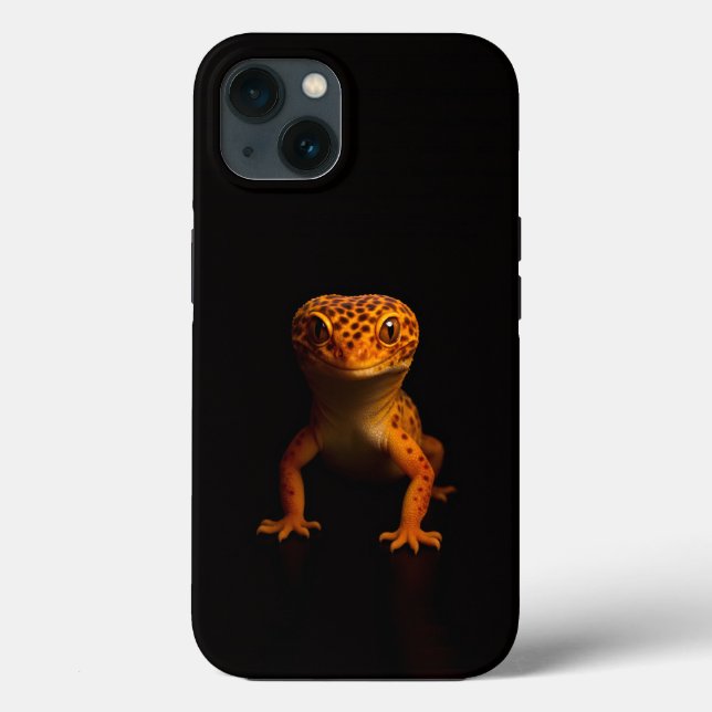 Svart 4 Luxe iPhone 13-fodral, Leopard Gecko (Baksida)