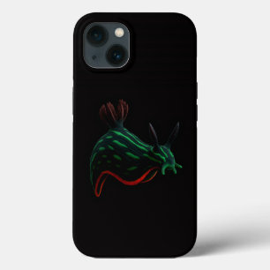 Svart 4 Luxe iPhone 13-fodral, neongrön havssnigel