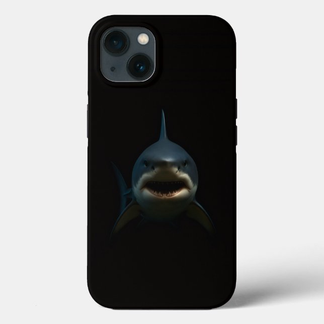 Svart 4 Luxe iPhone 13-fodral, Stor vit haj (Baksida)