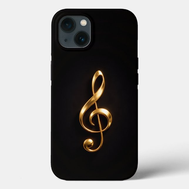 Svart 4 Luxe iPhone 13, Guld Diskantnyckel (Baksida)
