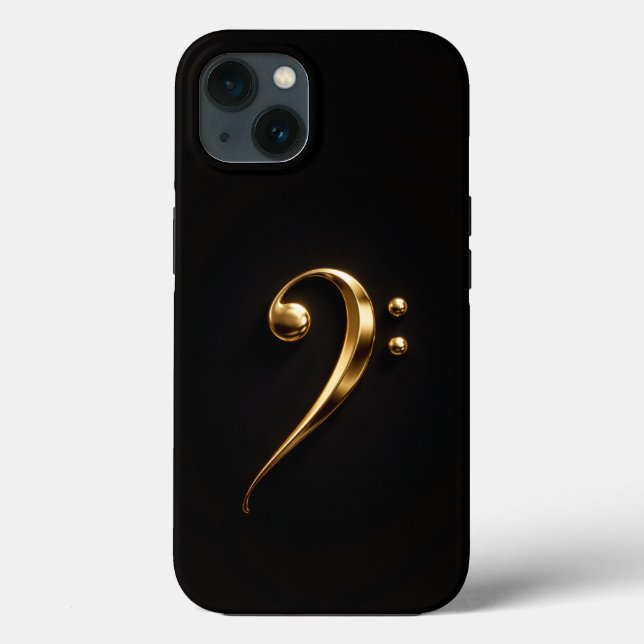 Svart 4 Luxe iPhone 13, Guld F-basnyckel (Baksida)