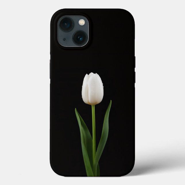 Svart 4 Luxe iPhone 13, Pärlvit Tulpan (Baksida)