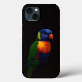 Svart 4 Luxe iPhone 13, Regnbågslorikitpapegoja