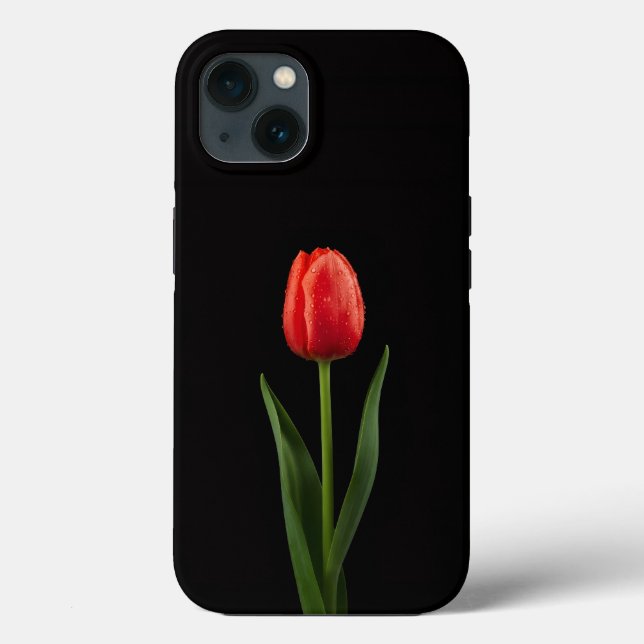Svart 4 Luxe iPhone 13, Ruby Red Tulpan (Baksida)