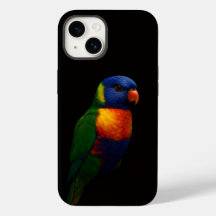 Svart 4 Luxe iPhone 14 Case-Mate, Lorikeet Papegoj
