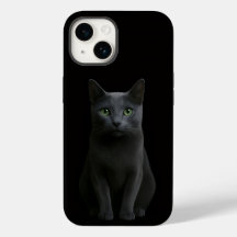 Svart 4 Luxe iPhone 14 Case-Mate, Rysk blå katt