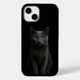 Svart 4 Luxe iPhone 14 Case-Mate, Rysk blå katt