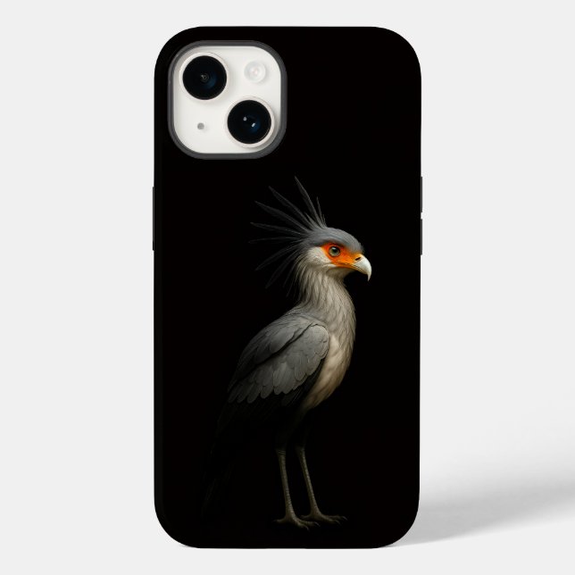 Svart 4 Luxe iPhone 14 Case-Mate, Sekretärfågel (Baksida)