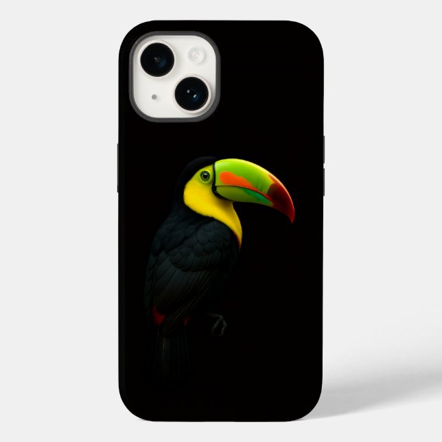 Svart 4 Luxe iPhone 14-fodral, Keel Billed Tukan (Baksida)