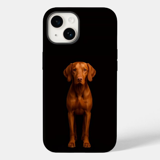 Svart 4 Luxe iPhone 14-fodral Mate, Vigilant Vizsl (Baksida)