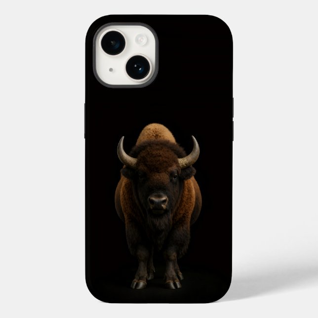 Svart 4 Luxe iPhone 14 Mate, Amerikansk Bison (Baksida)