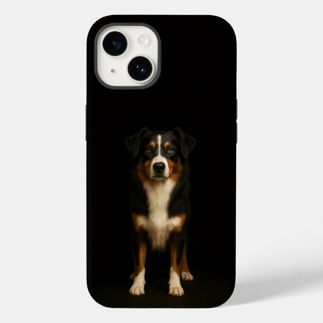 Svart 4 Luxe iPhone 14 Mate, Aussie Shepherd (Baksida)