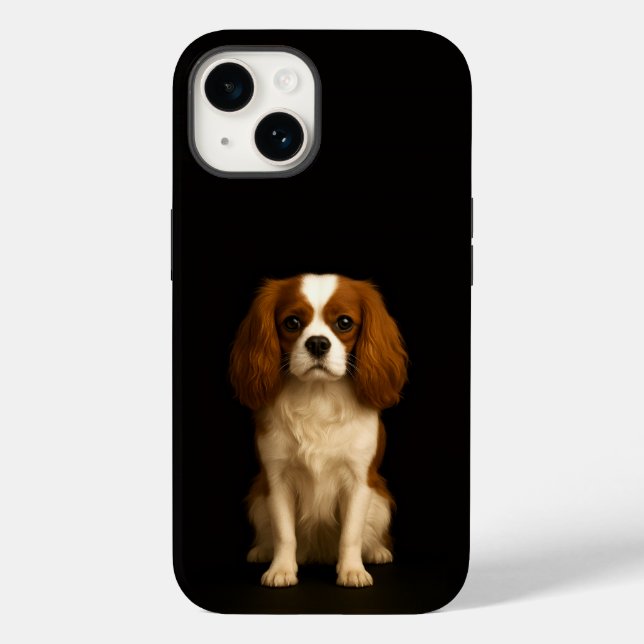 Svart 4 Luxe iPhone 14 Mate, Cavalier Spaniel (Baksida)