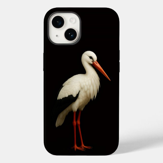 Svart 4 Luxe iPhone 14 Mate, graciös stork (Baksida)