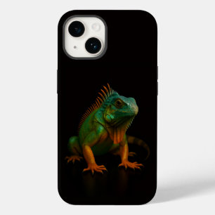 Svart 4 Luxe iPhone 14 Mate, Grön Iguana