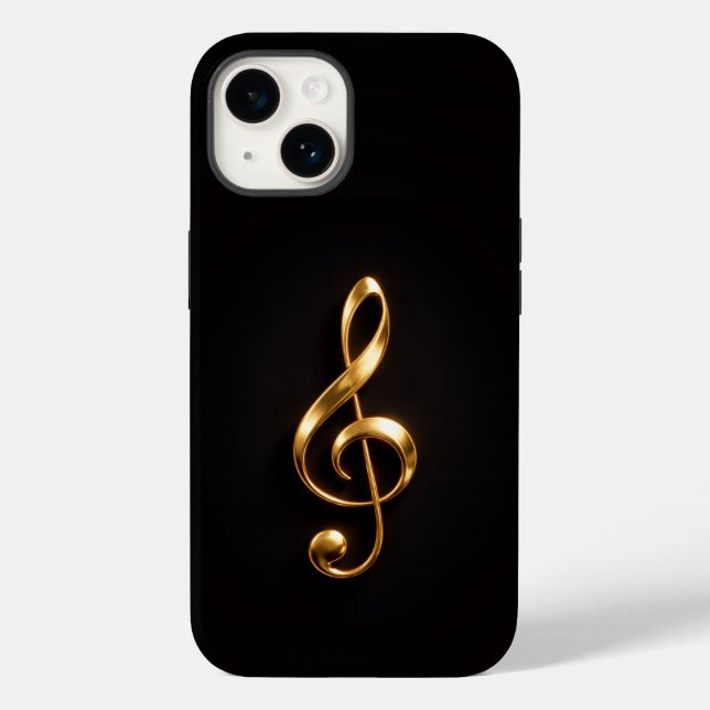 Svart 4 Luxe iPhone 14 Mate, Guld Diskantnyckel (Baksida)