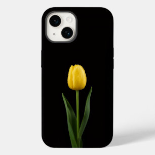 Svart 4 Luxe iPhone 14 Mate, Guldgul Tulpan