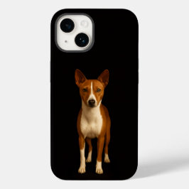 Svart 4 Luxe iPhone 14 Mate, Klassig Basenji Hund