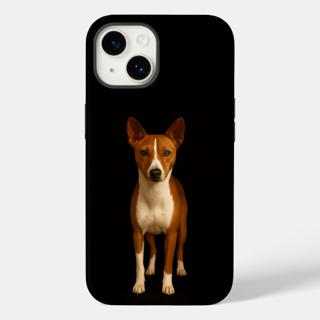 Svart 4 Luxe iPhone 14 Mate, Klassig Basenji Hund (Baksida)