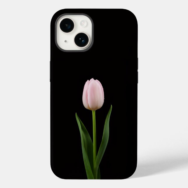 Svart 4 Luxe iPhone 14 Mate, Rosabruten Tulpan (Baksida)