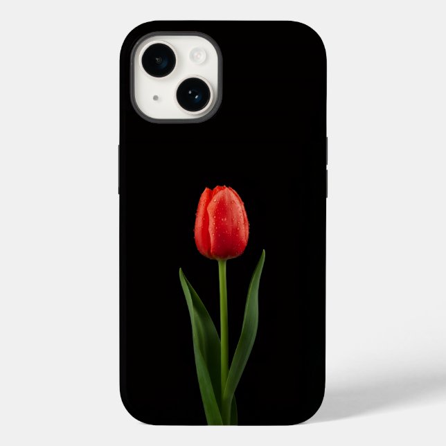 Svart 4 Luxe iPhone 14 Mate, Ruby Red Tulip (Baksida)